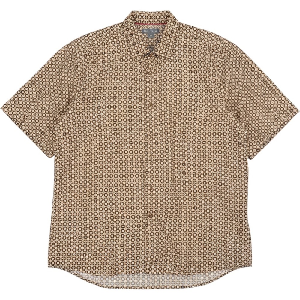 Paulo Solari Couture Men's 3X Brown‎ Geometric Short Sleeve Button Down Shirt